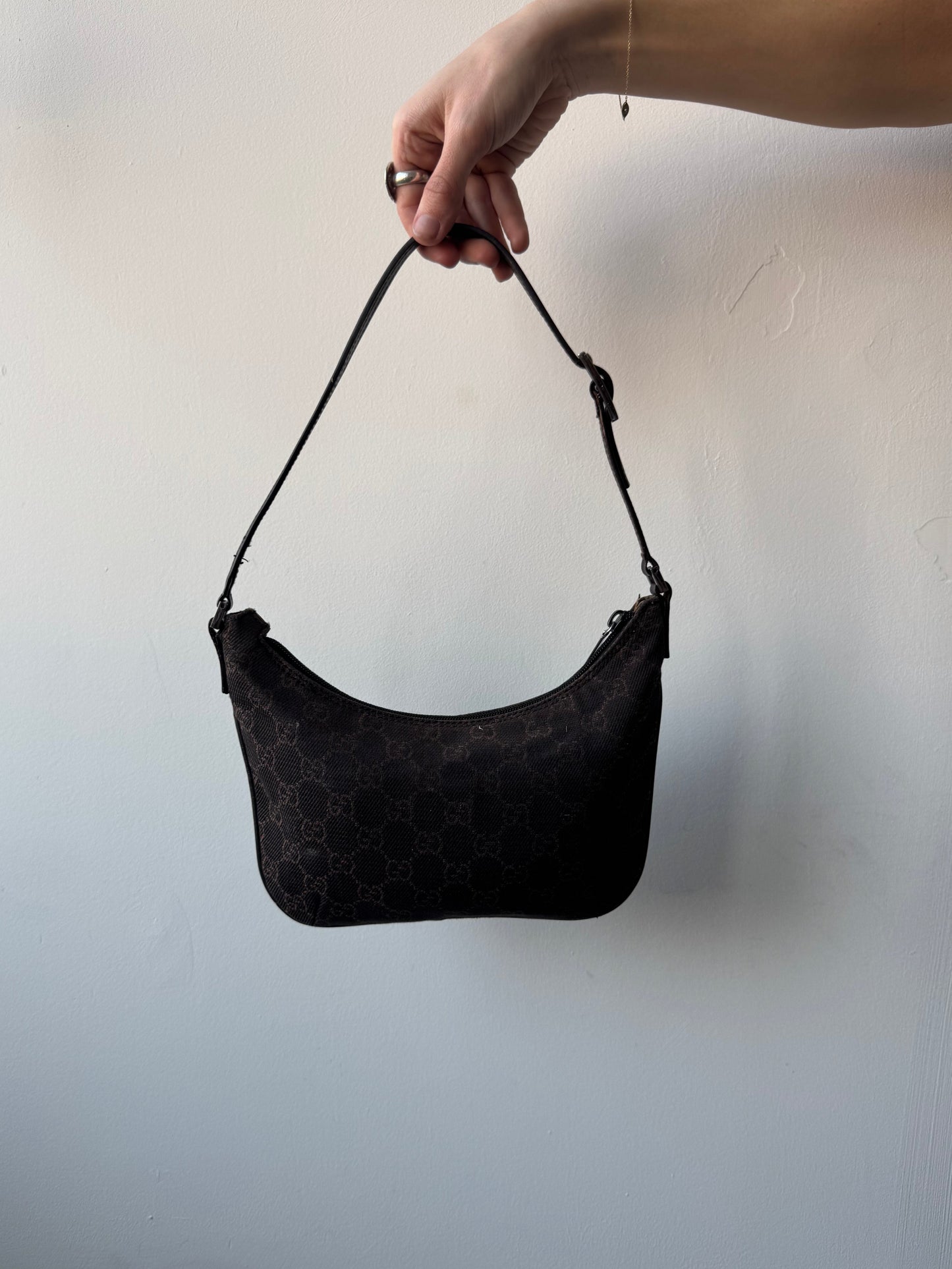 Vintage Gucci GG Monogram Crescent Shoulder Bag