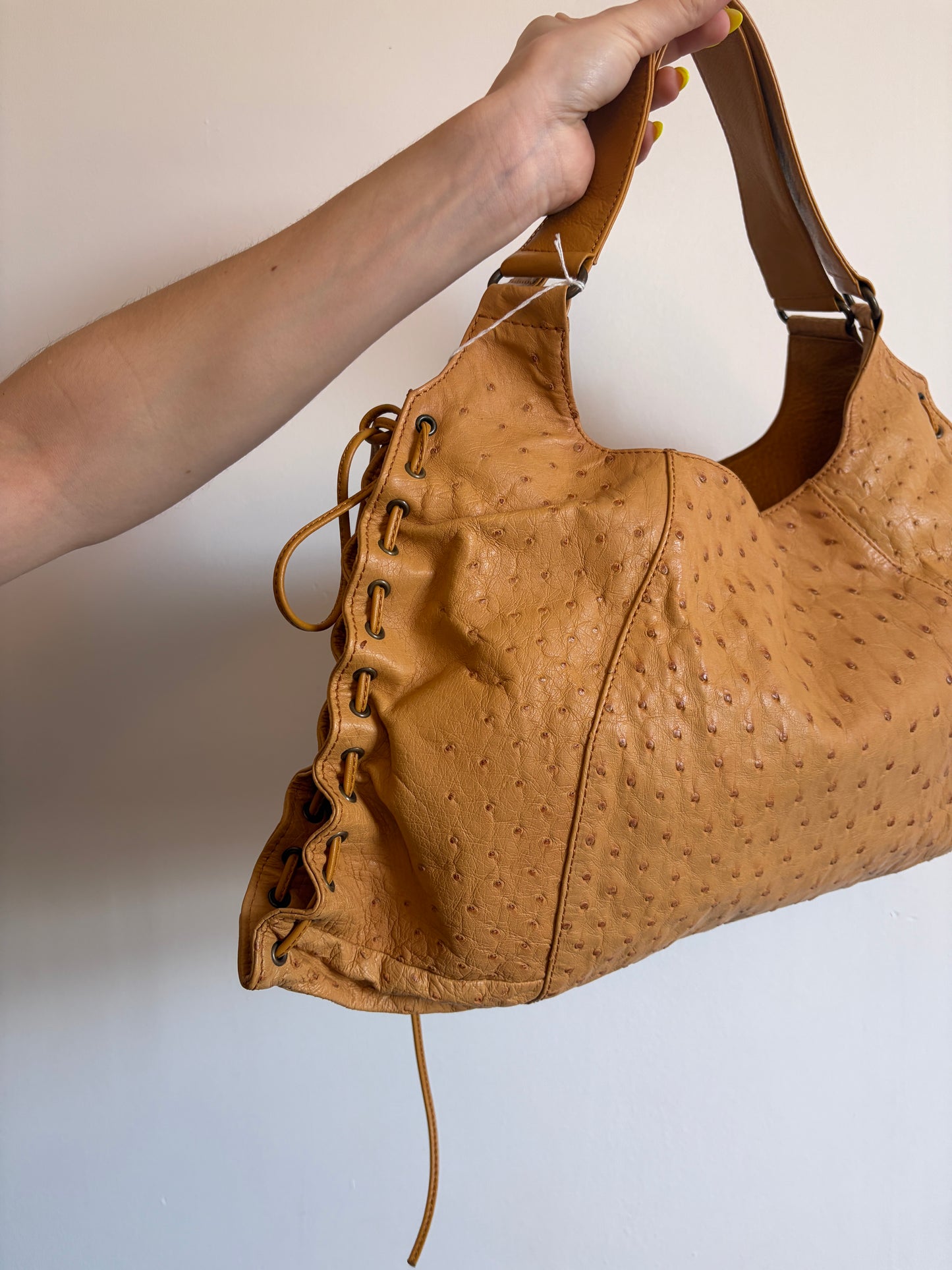 Ostrich Leather Tassel Fringe Handbag