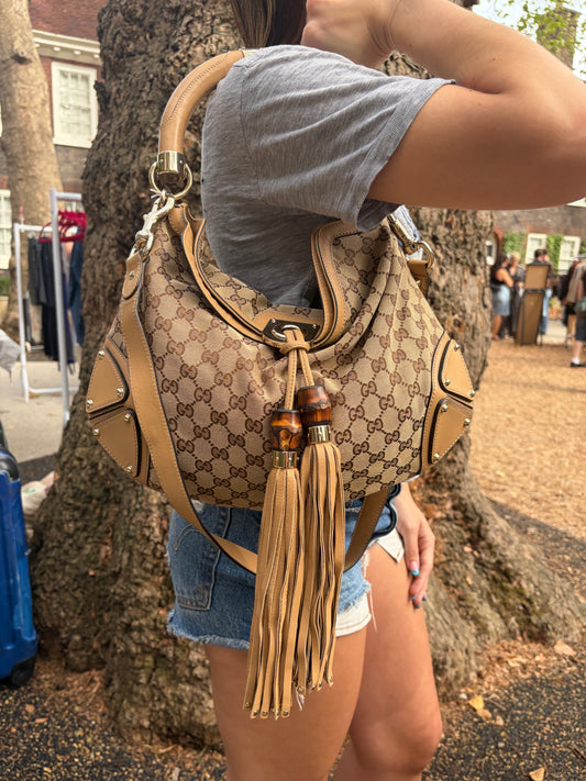SS07 Gucci GG Canvas Large Indy Hobo