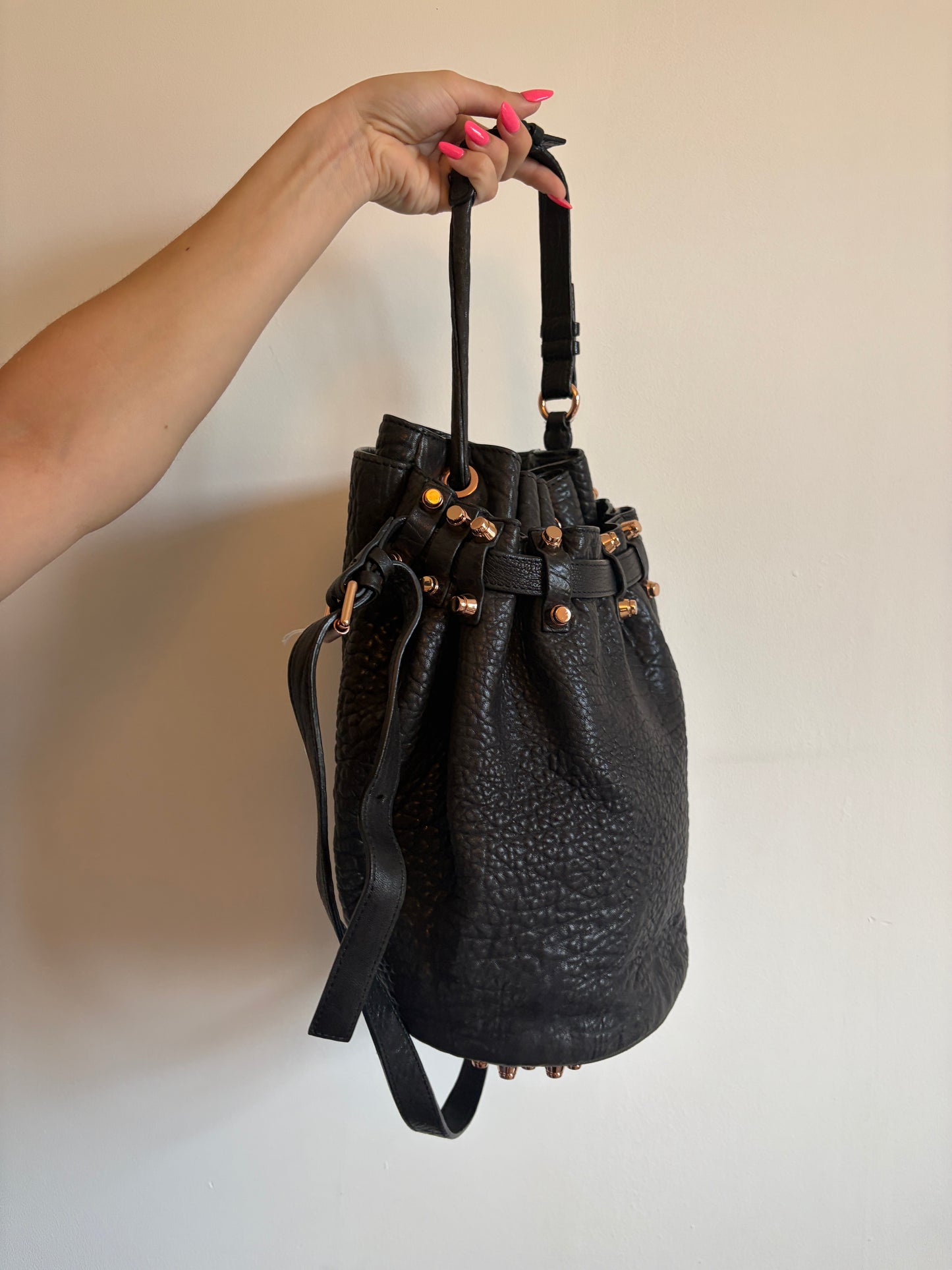 Alexander Wang Black Leather Diego Bucket Bag
