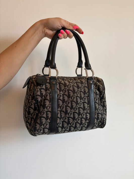 Christian Dior Trotter Monogram Mini Boston/Bowler Bag