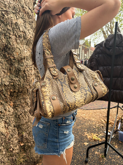 2004 Phoebe Philo Chloé Natural Python Leather Silverado Satchel Bag