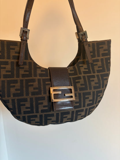 Fendi Zucca Crescent Shoulder Bag