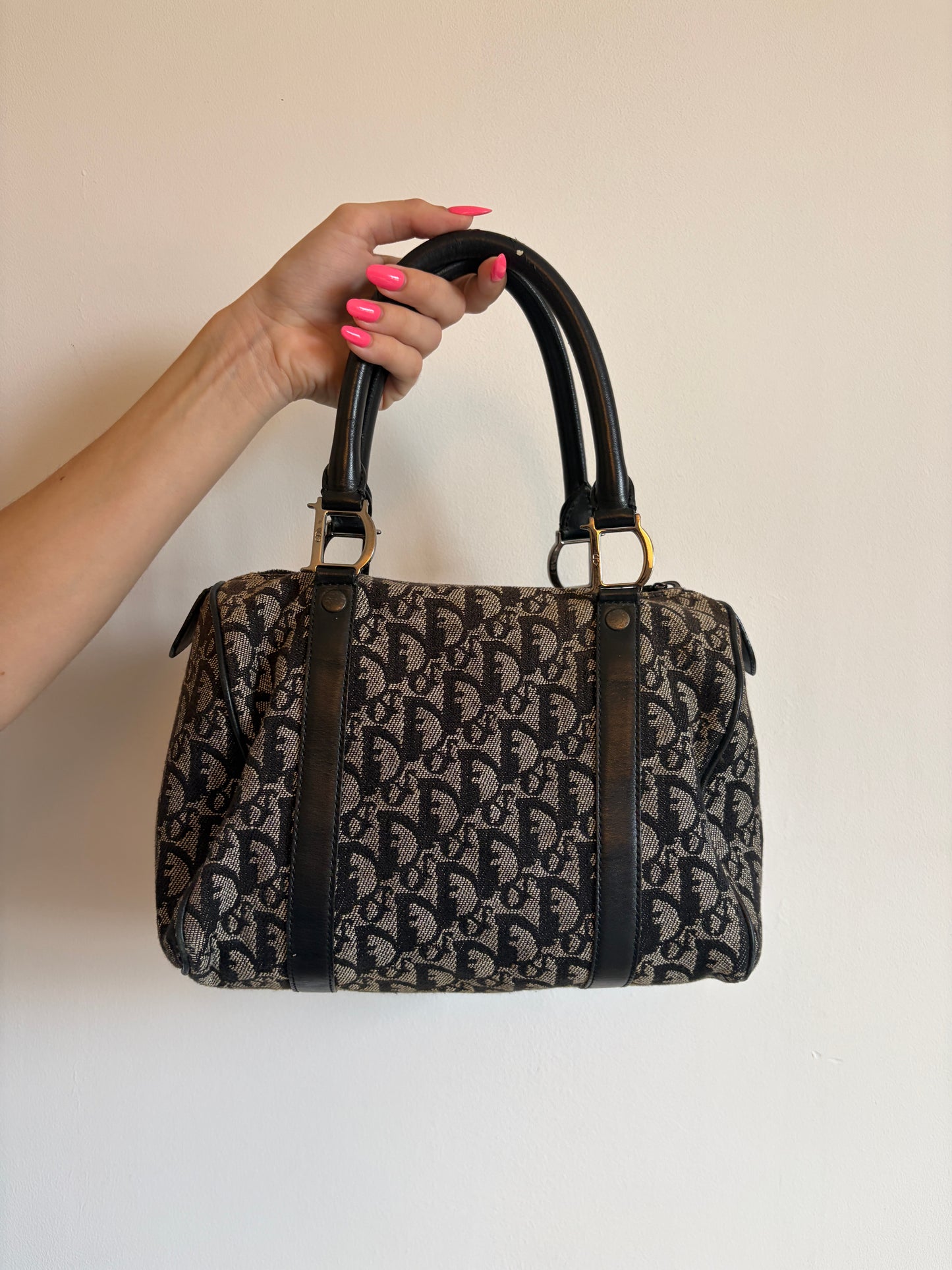 Christian Dior Trotter Monogram Mini Boston/Bowler Bag