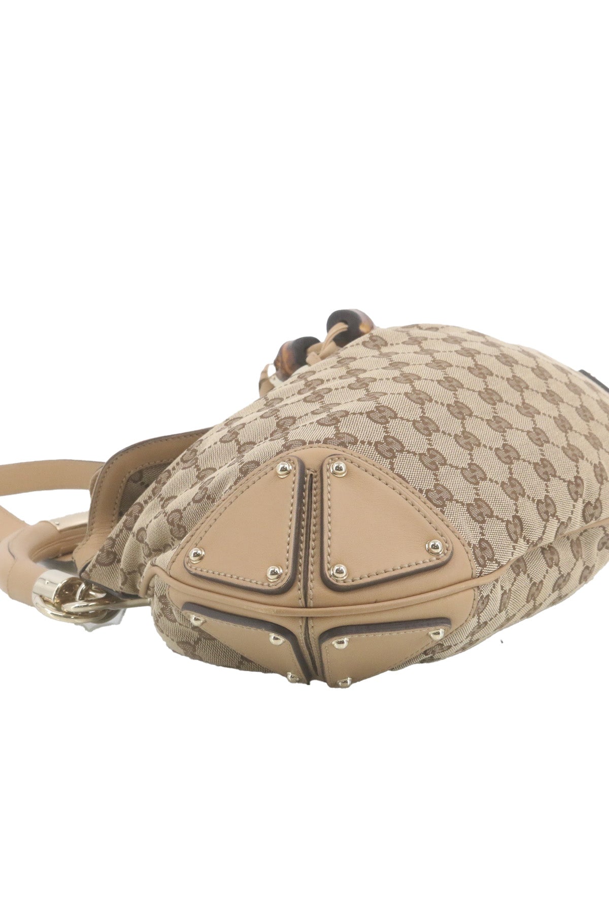 Gucci SS07 large Indy hobo in beige and ebony GG canvas with bamboo-cap tassels