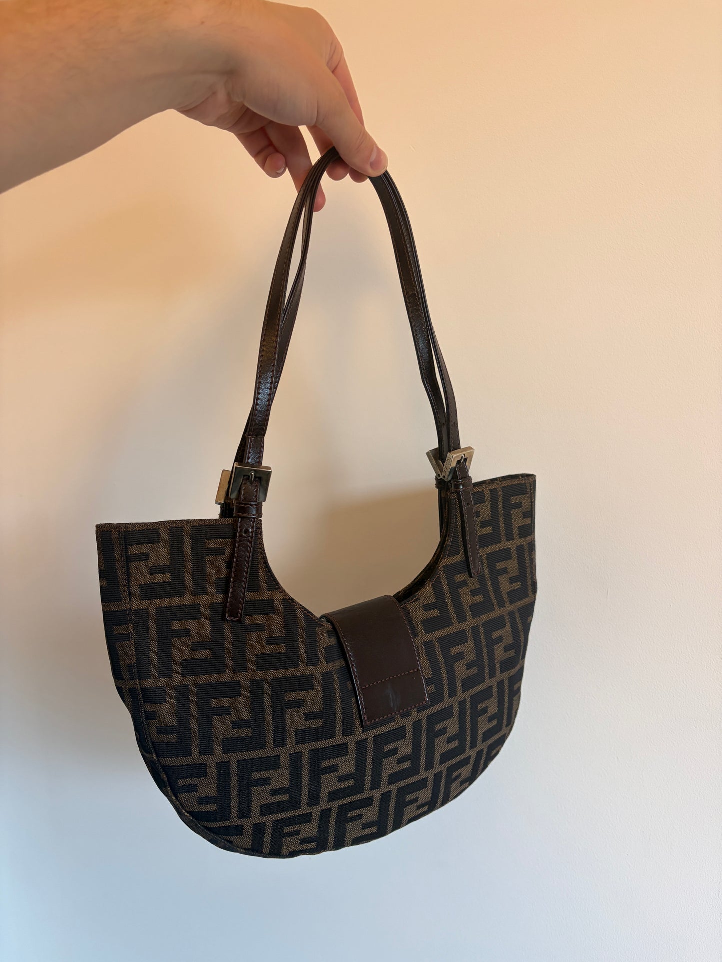 Fendi Zucca Crescent Shoulder Bag