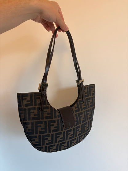 Fendi Zucca Crescent Shoulder Bag