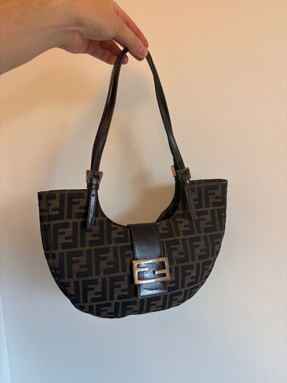Fendi Zucca Crescent Shoulder Bag