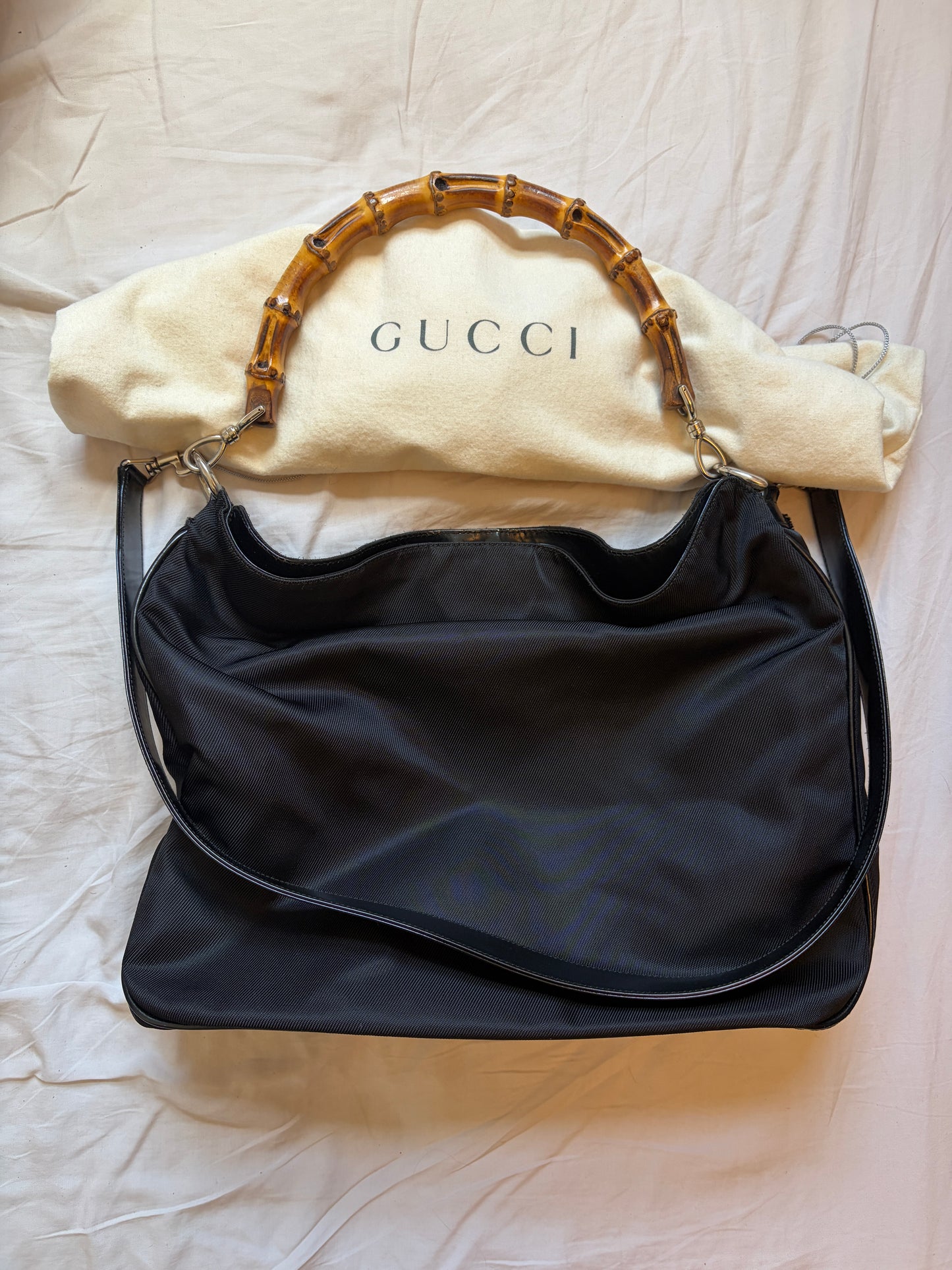 Gucci Bamboo 2-Way Hobo Bag w Dustbag