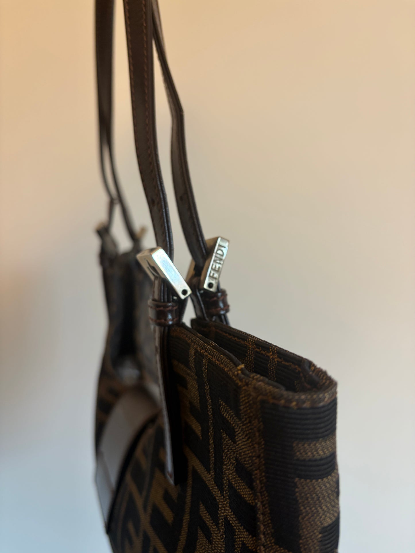 Fendi Zucca Crescent Shoulder Bag