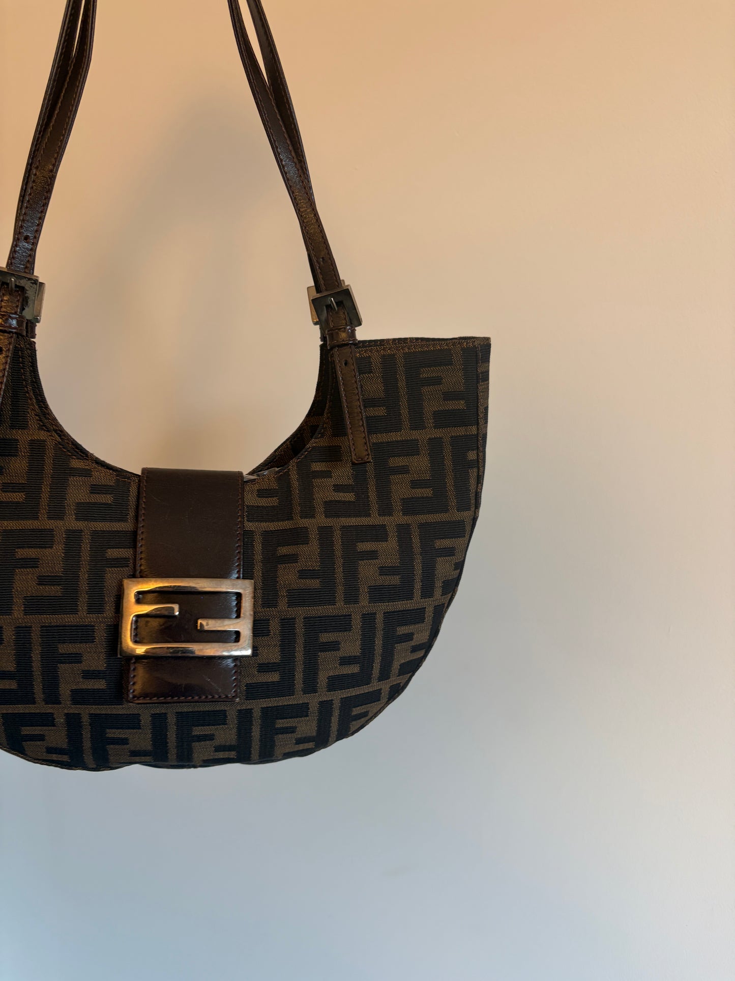 Fendi Zucca Crescent Shoulder Bag