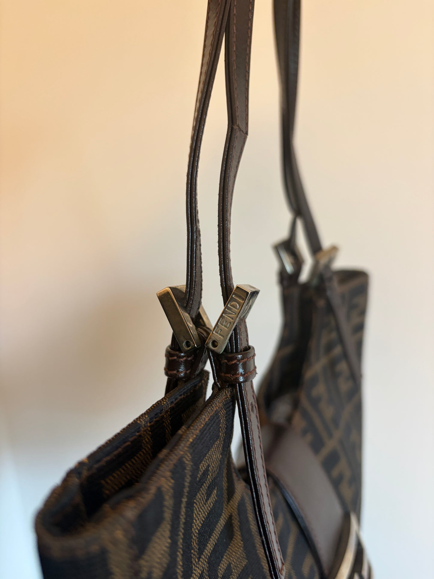 Fendi Zucca Crescent Shoulder Bag