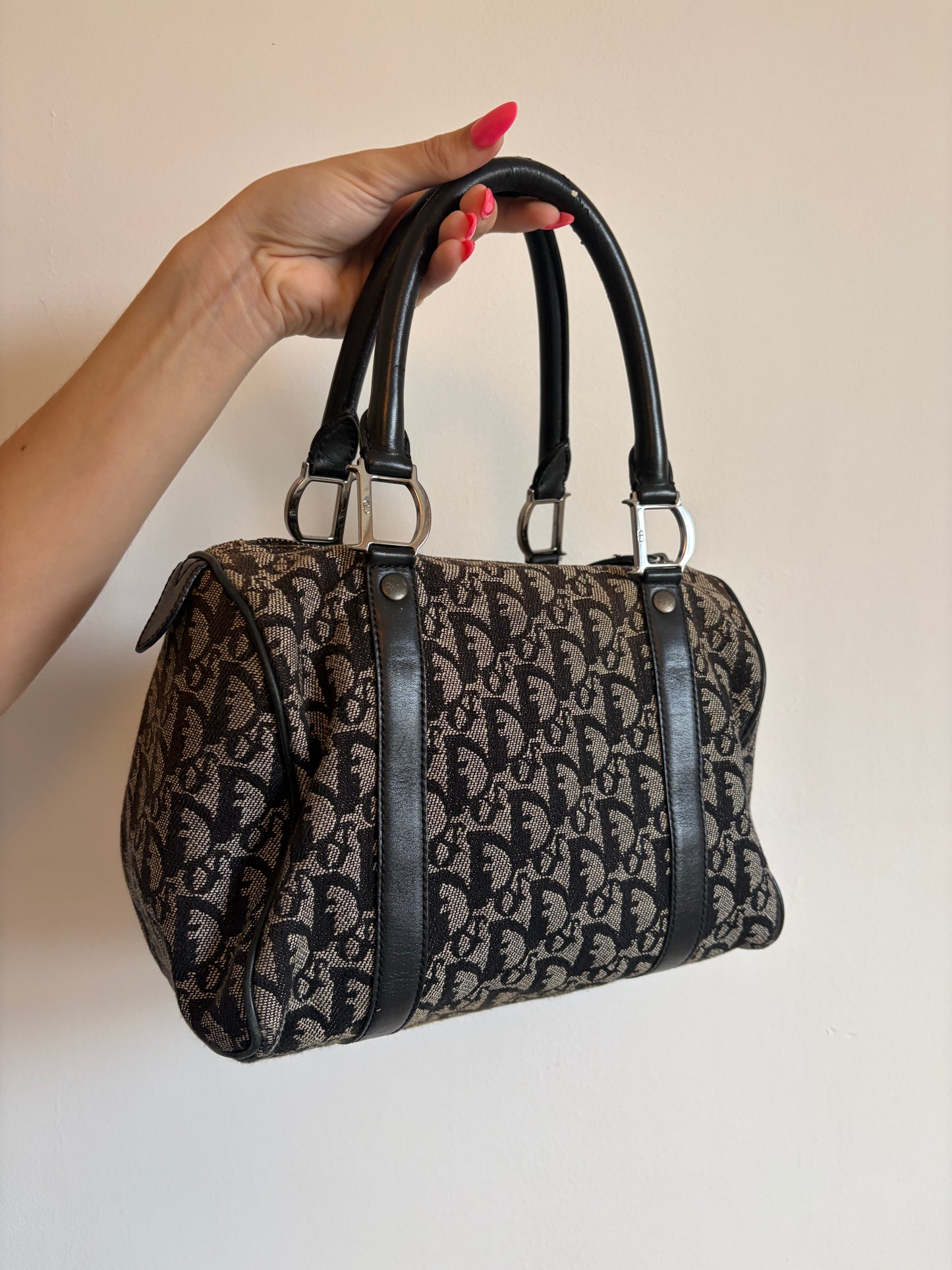 Christian Dior Trotter Monogram Mini Boston/Bowler Bag