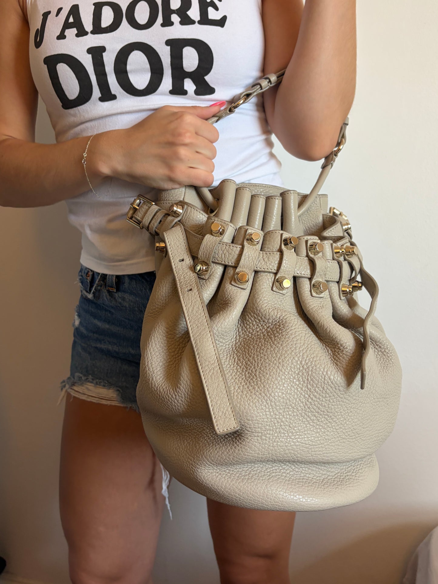 Alexander Wang Grey Leather Diego Bucket Bag