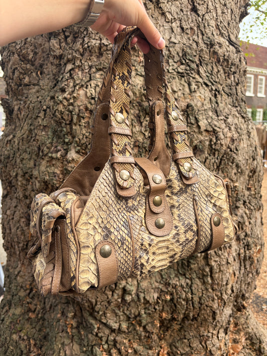 2004 Phoebe Philo Chloé Natural Python Leather Silverado Satchel Bag
