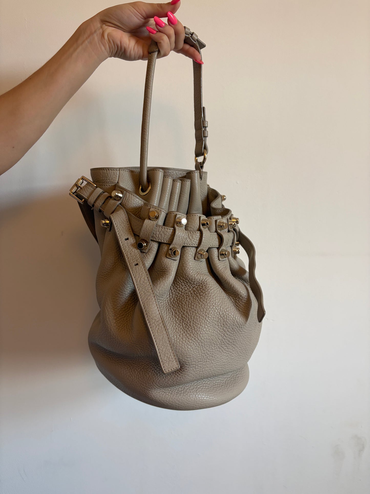 Alexander Wang Grey Leather Diego Bucket Bag