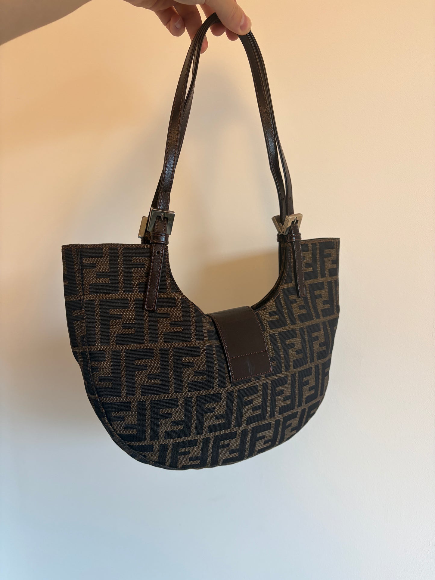 Fendi Zucca Crescent Shoulder Bag