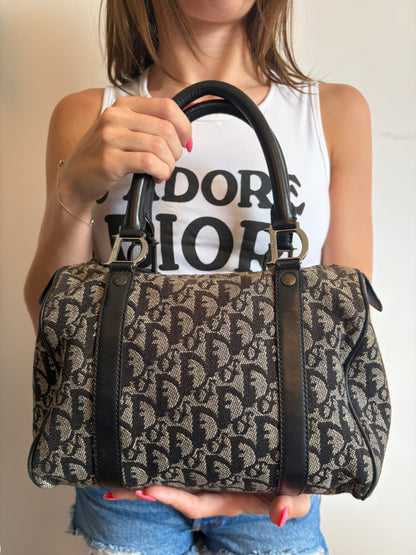 Christian Dior Trotter Monogram Mini Boston/Bowler Bag
