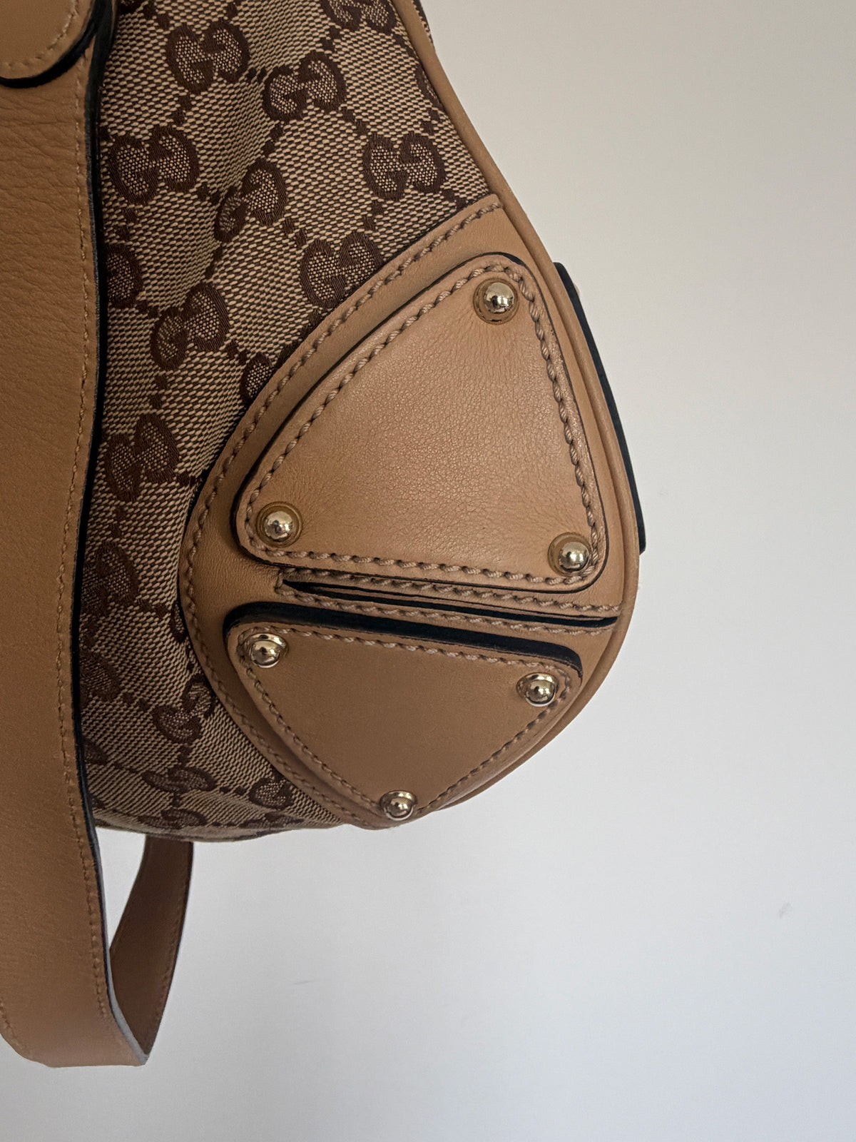 Gucci SS07 large Indy hobo in beige and ebony GG canvas with bamboo-cap tassels