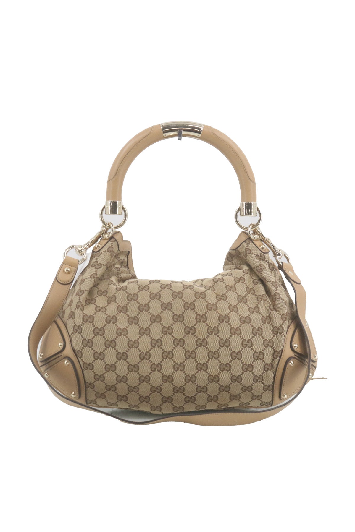 Gucci SS07 large Indy hobo in beige and ebony GG canvas with bamboo-cap tassels