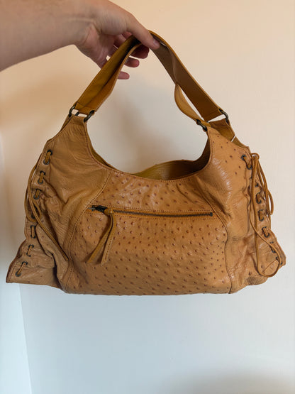 Ostrich Leather Tassel Fringe Handbag