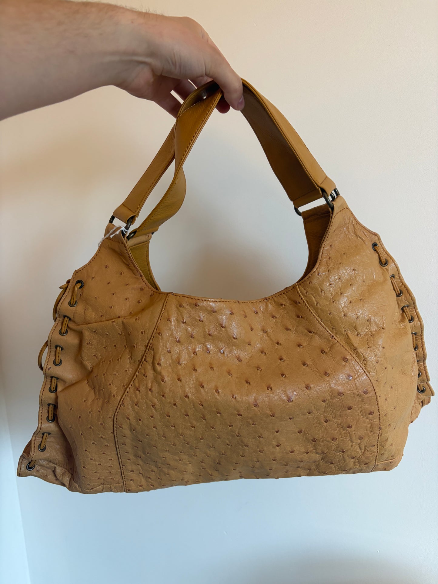 Ostrich Leather Tassel Fringe Handbag