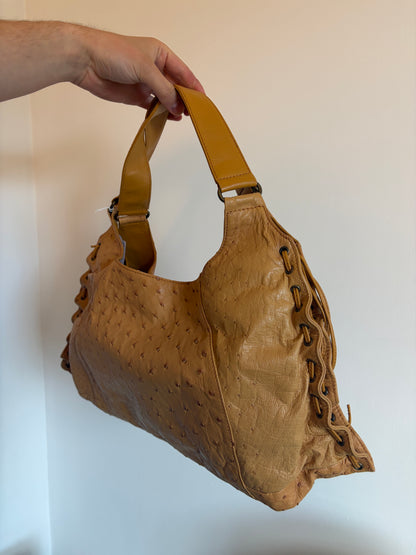 Ostrich Leather Tassel Fringe Handbag