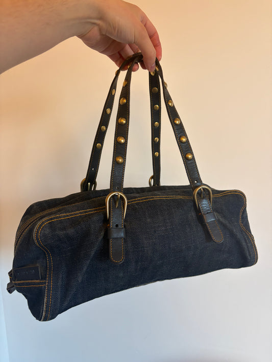 Archive Miu Miu Denim Studded Bag