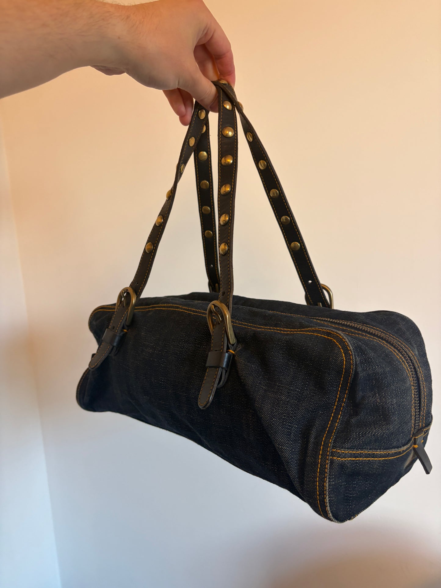 Archive Miu Miu Denim Studded Bag