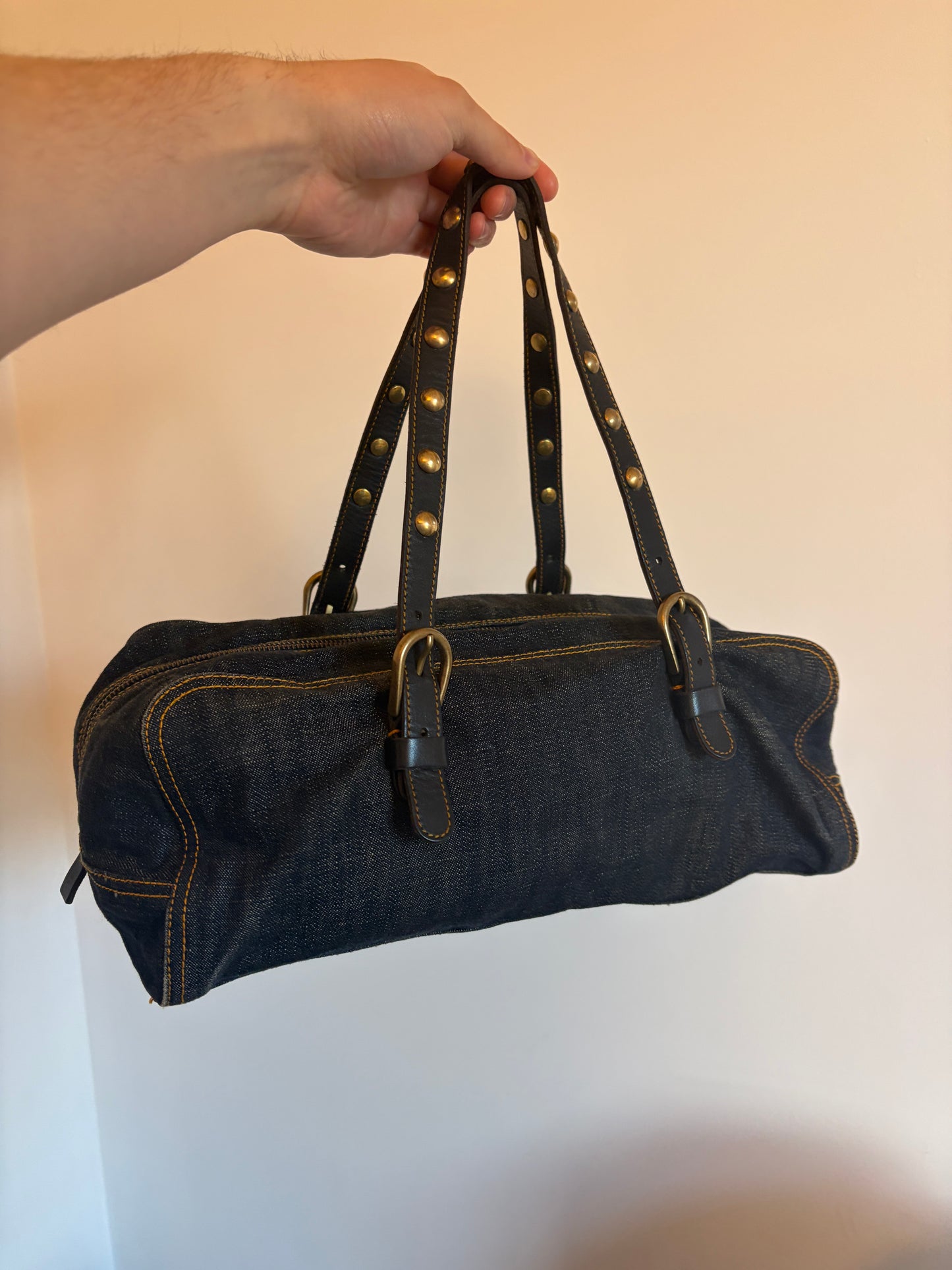 Archive Miu Miu Denim Studded Bag