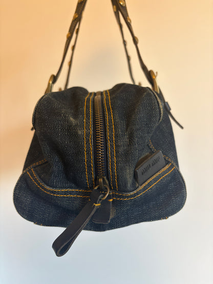 Archive Miu Miu Denim Studded Bag
