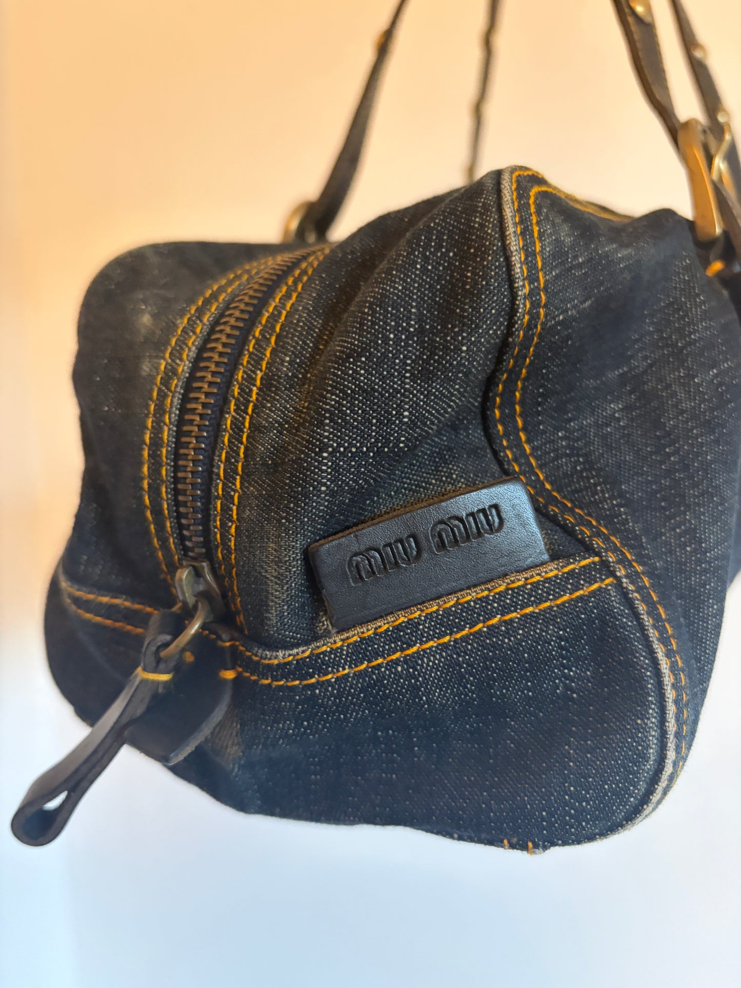 Archive Miu Miu Denim Studded Bag
