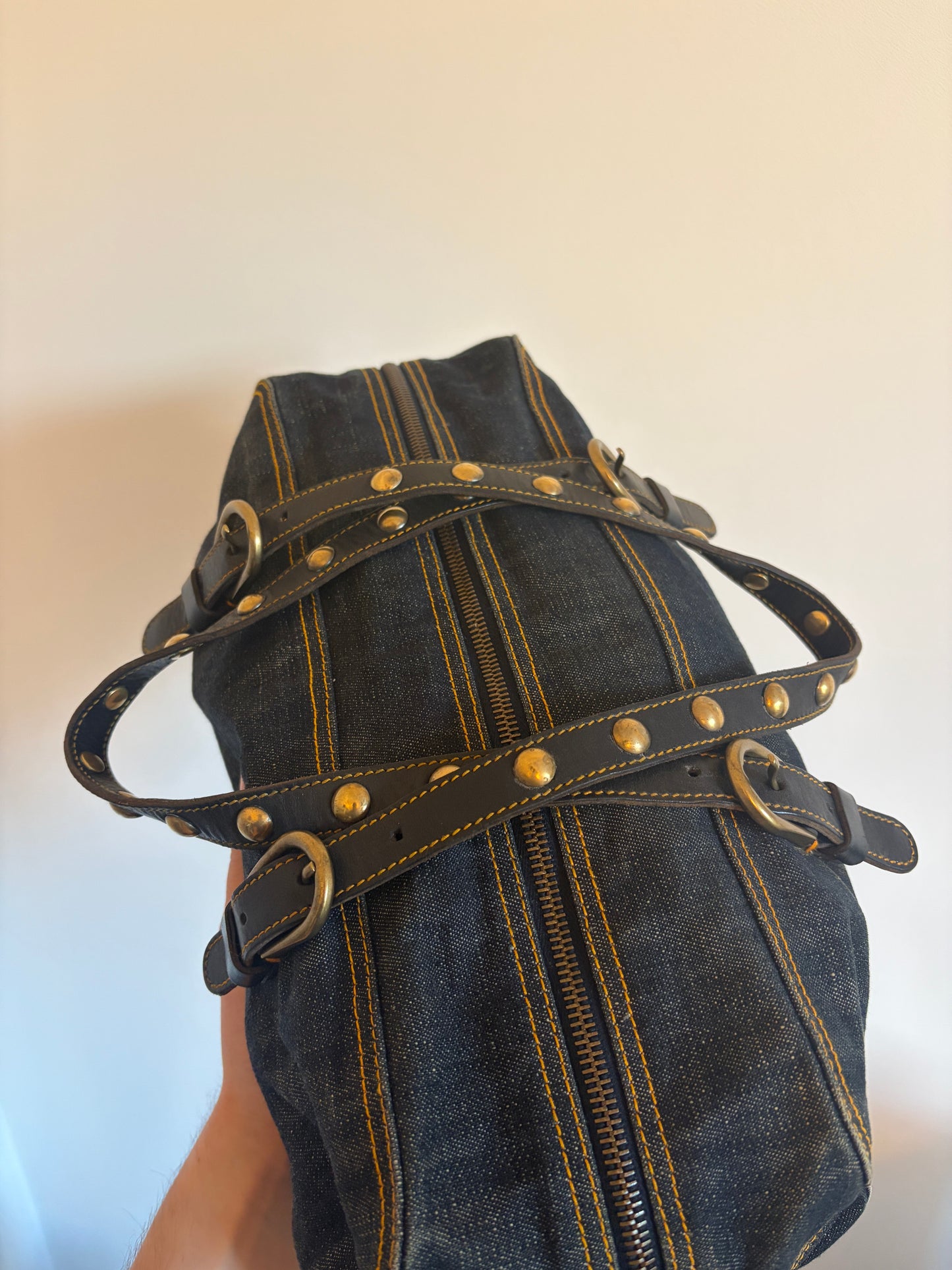 Archive Miu Miu Denim Studded Bag