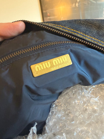 Archive Miu Miu Denim Studded Bag