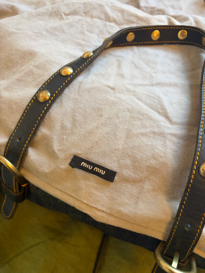Archive Miu Miu Denim Studded Bag
