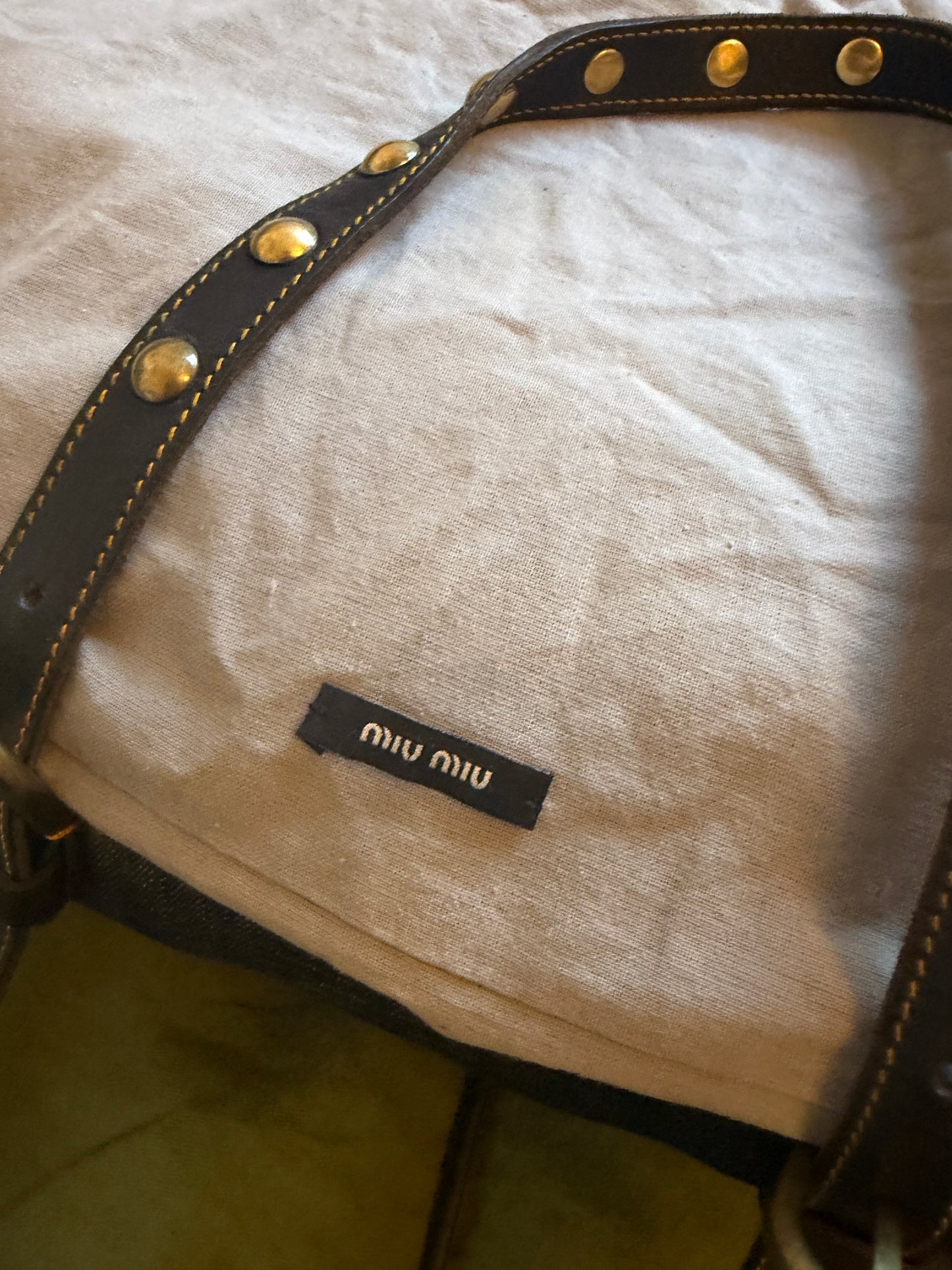 Archive Miu Miu Denim Studded Bag