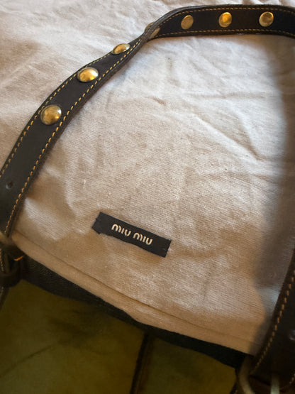 Archive Miu Miu Denim Studded Bag