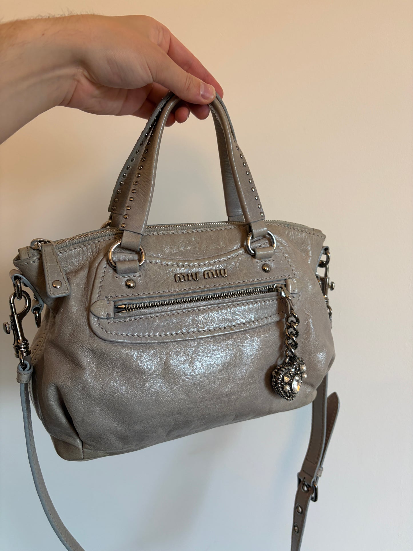 Rare Miu Miu Vitello Heart Charm Bag