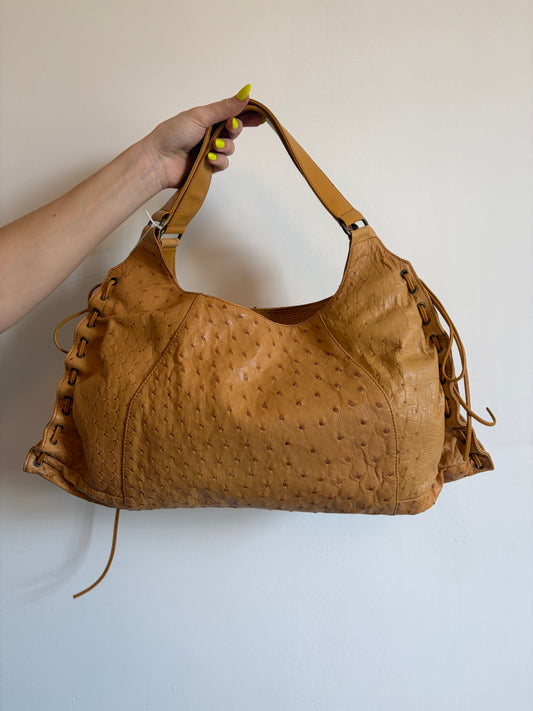 Ostrich Leather Tassel Fringe Handbag