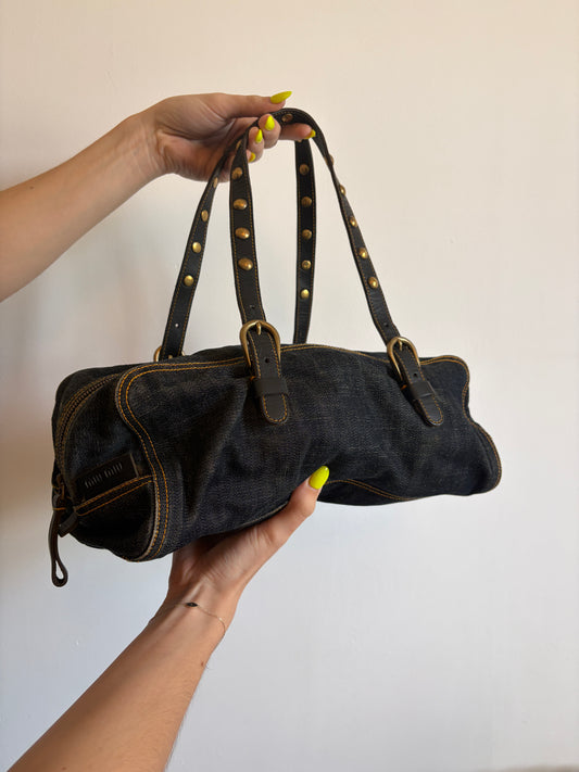 Archive Miu Miu Denim Studded Bag
