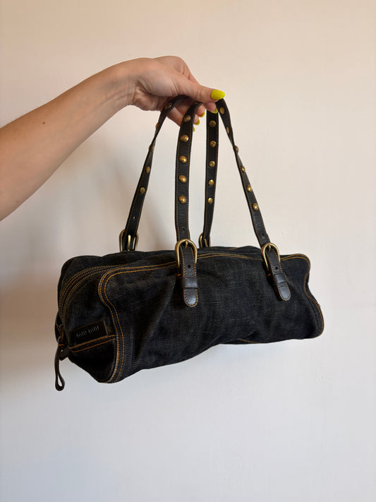 Archive Miu Miu Denim Studded Bag