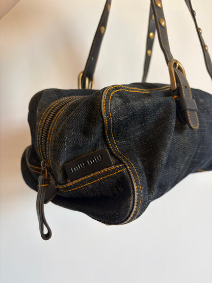 Archive Miu Miu Denim Studded Bag