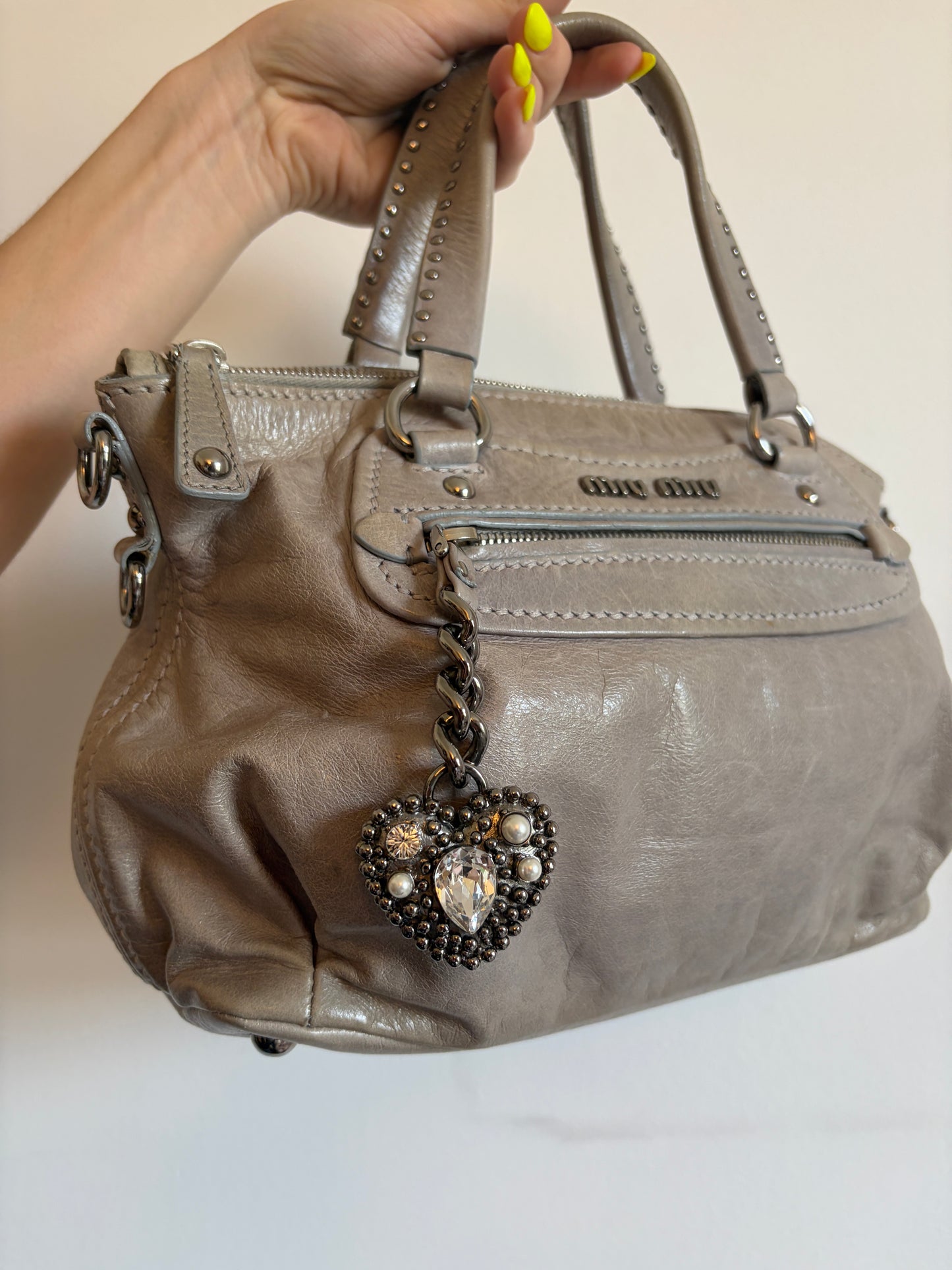 Rare Miu Miu Vitello Heart Charm Bag