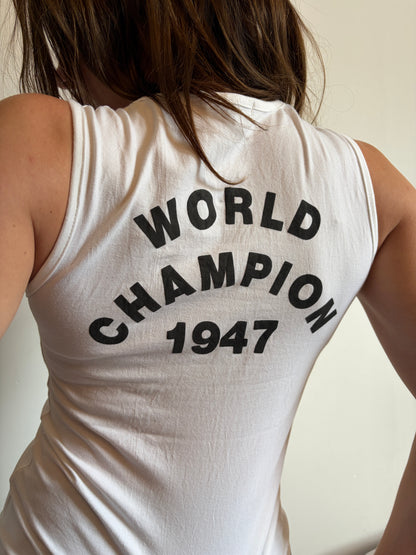 SS2002 Christian Dior "J'ADORE DIOR" / "WORLD CHAMPION 1947" Ribbed Tank Top