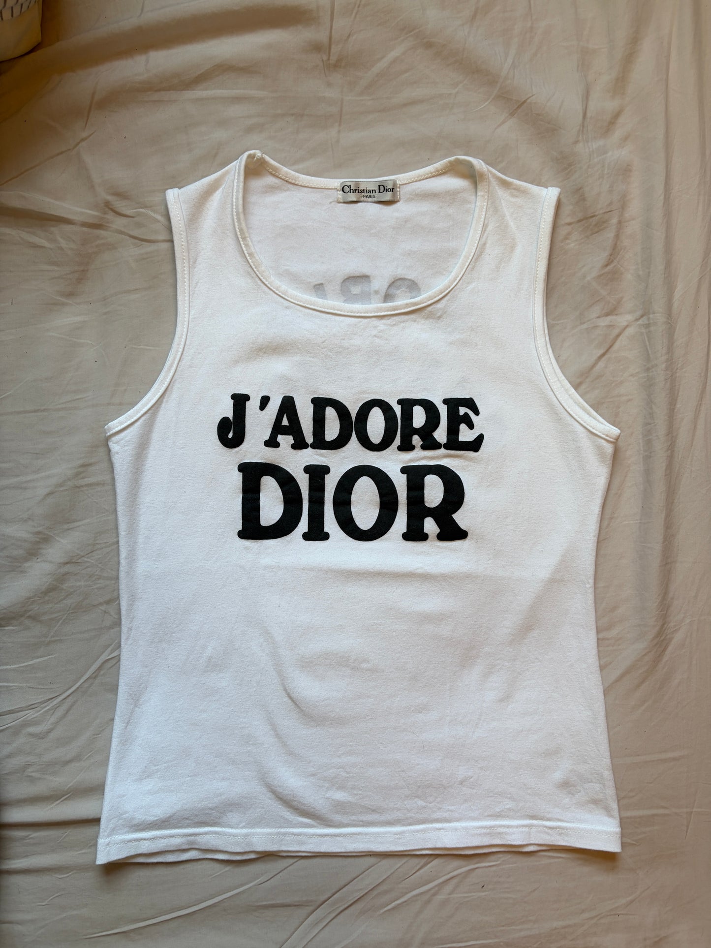 SS2002 Christian Dior "J'ADORE DIOR" / "WORLD CHAMPION 1947" Ribbed Tank Top