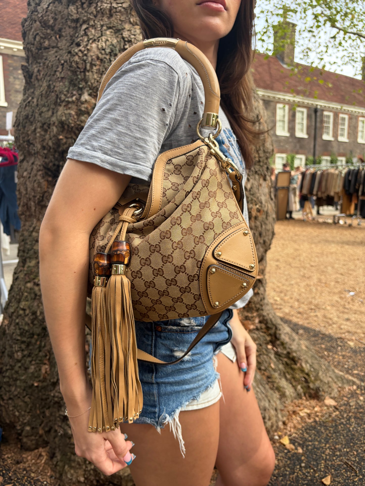 SS07 Gucci GG Canvas Large Indy Hobo