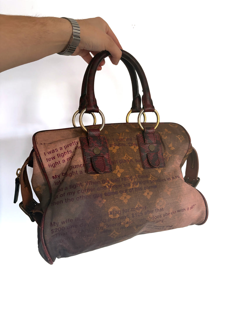 Louis Vuitton x Richard Prince Man Crazy Jokes bag in Rouge acid-washed Monogram