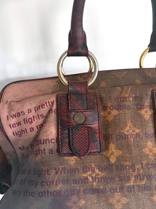 Louis Vuitton x Richard Prince Man Crazy Jokes bag in Rouge acid-washed Monogram