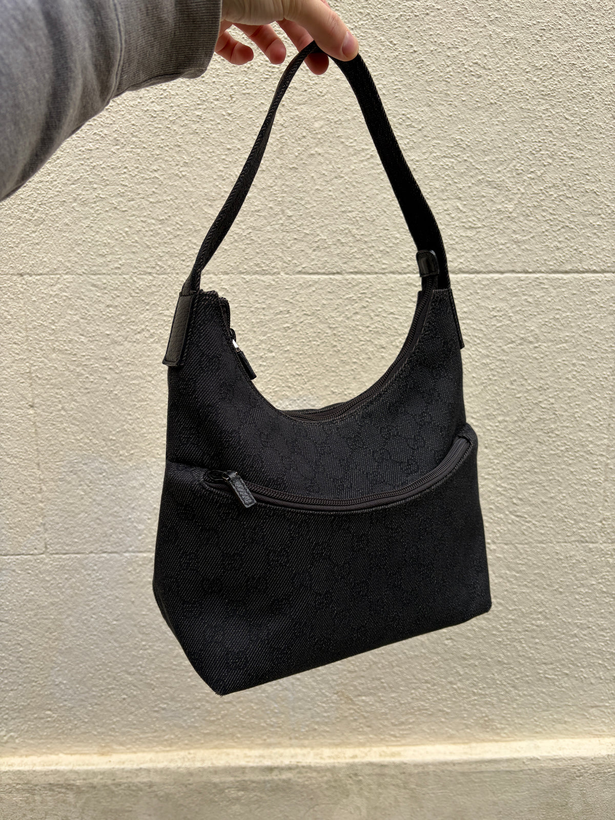 Tom Ford Era Gucci Black GG Denim Shoulder Bag