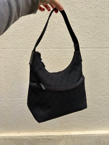 Tom Ford Era Gucci Black GG Denim Shoulder Bag